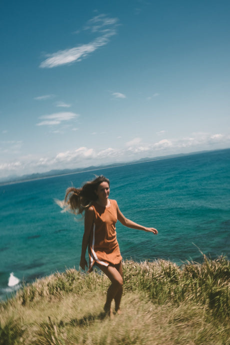 Sporty Terry Dress in Rust - Atmosea