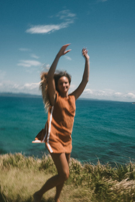 Sporty Terry Dress in Rust - Atmosea