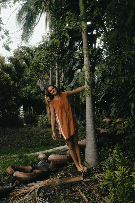 Sporty Terry Dress in Rust - Atmosea