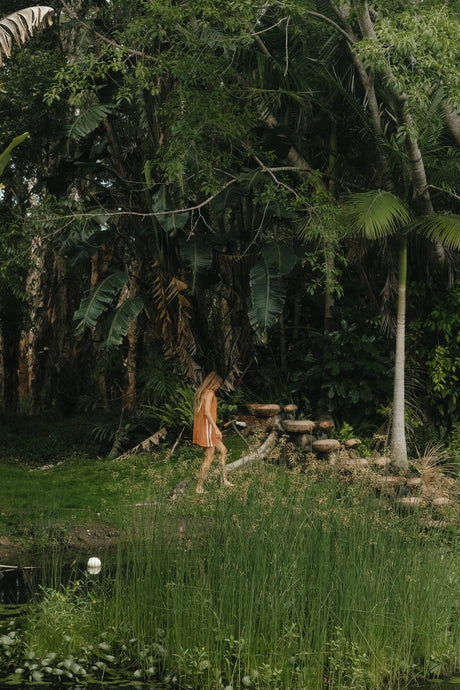 Sporty Terry Dress in Rust - Atmosea