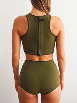 the back of our green surf shorts for women