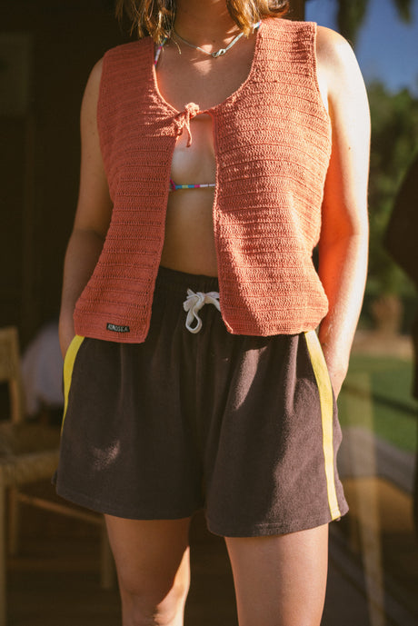 Terry Towelling Shorts in Chocolate Mango - Atmosea