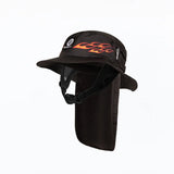 Flames Boardsox surf hat in black with an orange flame print